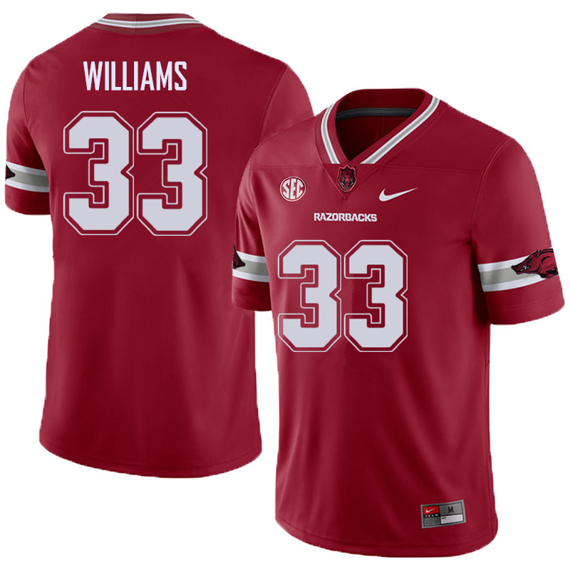 Men #33 David Williams Arkansas Razorback College Football Alternate Jerseys Sale-Cardinal